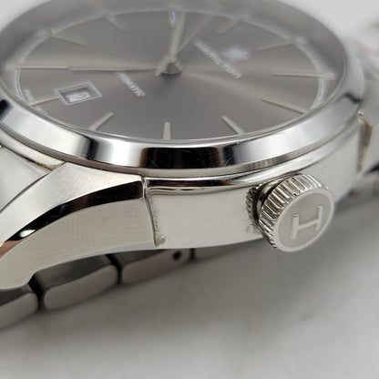 【中古品】【メンズ/レディース】 HAMILTON ハミルトン AMERICAN CLASSIC SPIRIT OF LIBERTY AUTOMATIC DATE H-424151 アメリカン クラシック スピリット オブ リバティ 裏スケルトン 腕時計 197-260907-as-04-izu カラー：シルバー 万代Net店