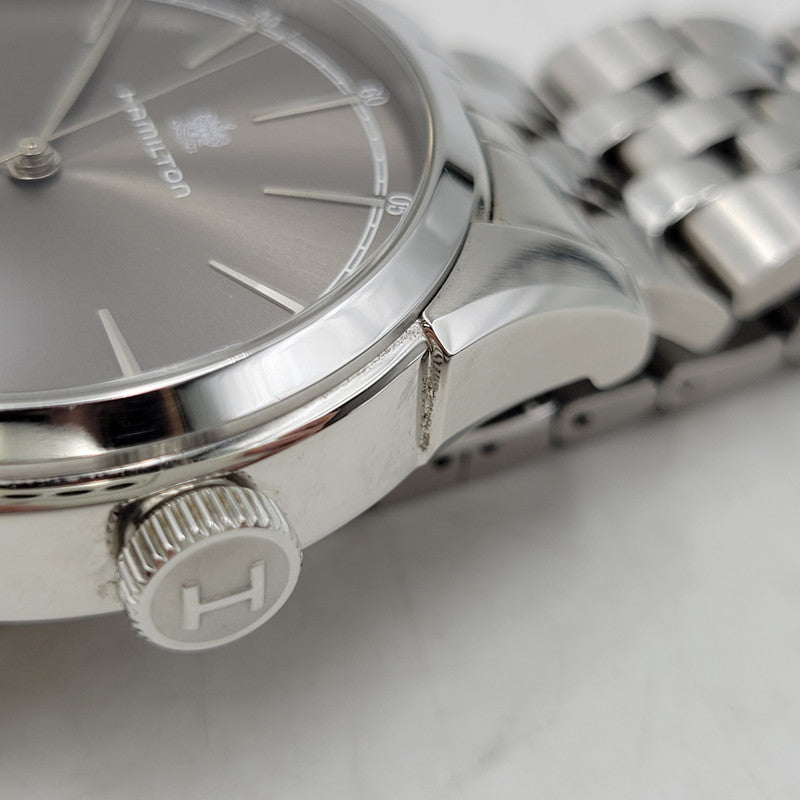 【中古品】【メンズ/レディース】 HAMILTON ハミルトン AMERICAN CLASSIC SPIRIT OF LIBERTY AUTOMATIC DATE H-424151 アメリカン クラシック スピリット オブ リバティ 裏スケルトン 腕時計 197-260907-as-04-izu カラー：シルバー 万代Net店