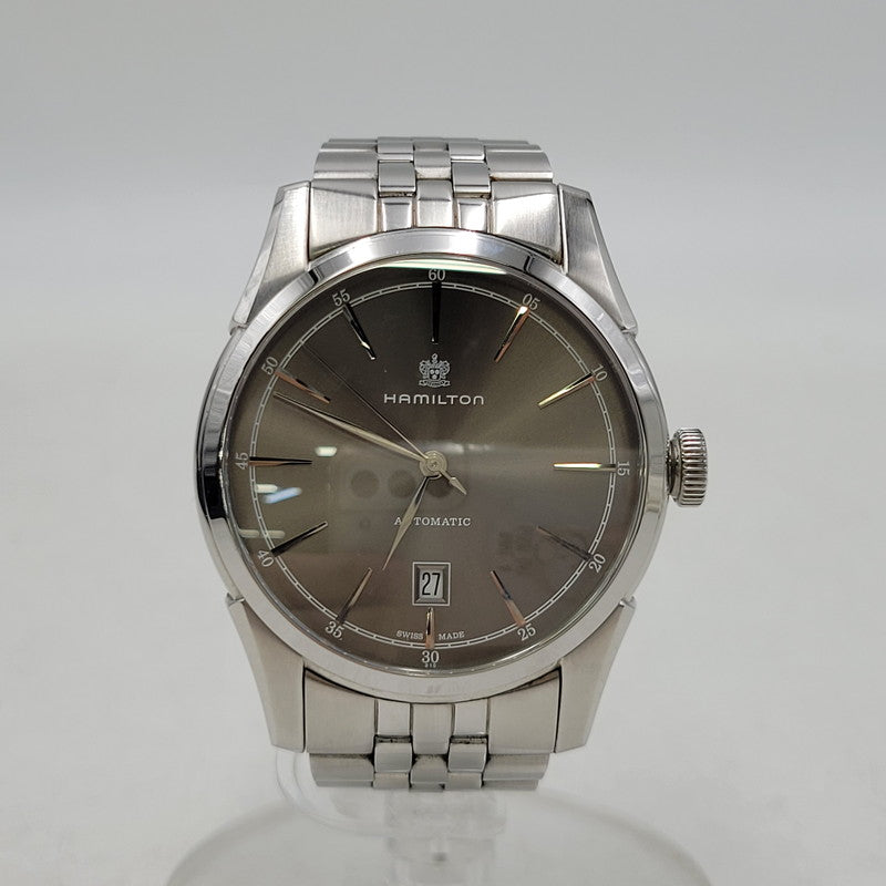 【中古品】【メンズ/レディース】 HAMILTON ハミルトン AMERICAN CLASSIC SPIRIT OF LIBERTY AUTOMATIC DATE H-424151 アメリカン クラシック スピリット オブ リバティ 裏スケルトン 腕時計 197-260907-as-04-izu カラー：シルバー 万代Net店