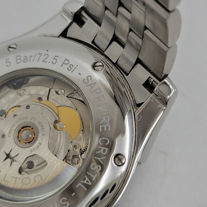 【中古品】【メンズ/レディース】 HAMILTON ハミルトン AMERICAN CLASSIC SPIRIT OF LIBERTY AUTOMATIC DATE H-424151 アメリカン クラシック スピリット オブ リバティ 裏スケルトン 腕時計 197-260907-as-04-izu カラー：シルバー 万代Net店