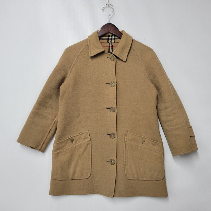 【現状渡し品】【レディース】 OLD BURBERRYS オールド バーバリーズ 白タグ ノバチェック リバーシブル ウール コート 168-260908-yn-06-izu サイズ：S カラー：キャメル 万代Net店