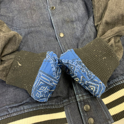 【中古品】【メンズ】 MISHKA ミシカ DENIM STADIUM JACKET デニム スタジアムジャケット スタジャン 142-260914-as-06-izu サイズ：XL カラー：インディゴ×ブラック 万代Net店