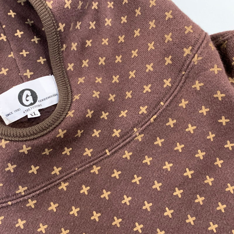 【中古品】【メンズ】 GOODENOUGH グッドイナフ GE-154010 CROSS DOT HOODED SWEATSHIRT クロス ドット フーデッド スウェットシャツ トップス 142-260907-kh-01-izu サイズ：XL カラー：ブラウン 万代Net店