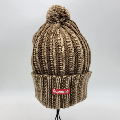 【中古品】【メンズ/レディース】 Supreme シュプリーム CONTRAST STRIPE BEANIE コントラスト ストライプ ビーニー ニット帽 帽子 185-260907-as-02-izu サイズ：F カラー：ブラウン 万代Net店