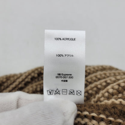 【中古品】【メンズ/レディース】 Supreme シュプリーム CONTRAST STRIPE BEANIE コントラスト ストライプ ビーニー ニット帽 帽子 185-260907-as-02-izu サイズ：F カラー：ブラウン 万代Net店