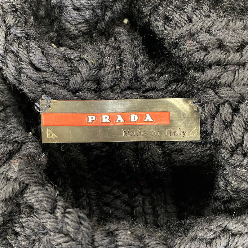 【中古品】【メンズ】 PRADA SPORT プラダ スポーツ TURTLE NECK WOOL CABLE KNIT タートル ネック ウール ケーブル ニット トップス 141-260906-kh-01-izu サイズ：50 カラー：ブラック 万代Net店