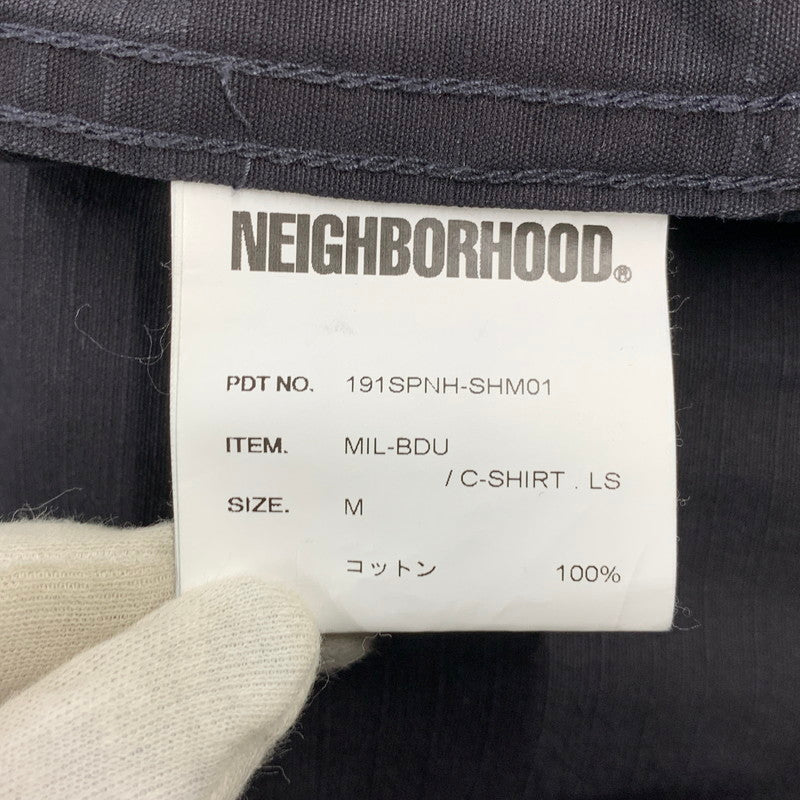 【中古品】【メンズ】 NEIGHBORHOOD ネイバーフッド 191SPNH-SHM MIL-BDU C-SHIRT . LS ロングスリーブ シャツ トップス 142-260917-kh-01-izu サイズ：M カラー：ブラック 万代Net店