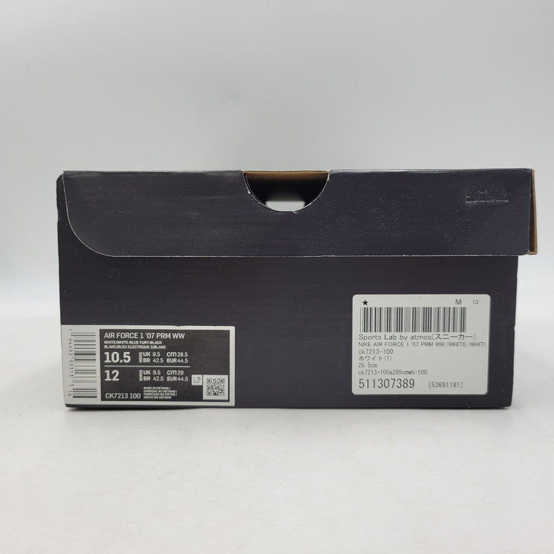 【中古美品】【メンズ】 NIKE ナイキ AIR FORCE 1 ’07 PRM WW CK7213-100 エア フォース 1 ’07 プレミアム WW スニーカー 靴 160-260909-as-24-izu サイズ：28.5cm カラー：WHITE/WHITE-BLUE FURY-BLACK 万代Net店