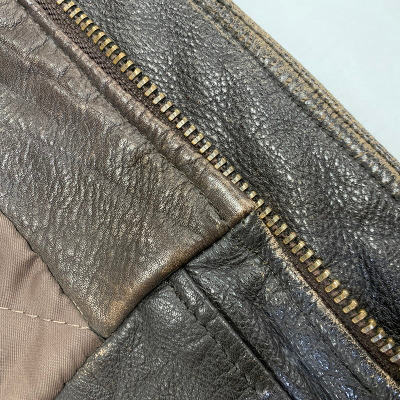 【現状渡し品】【メンズ】 LIBERTE リベルテ D-TH8119 韓国製 LEATHER JACKET レザー ジャケット アウター 146-260918-ya-21-izu サイズ：M カラー：ダークブラウン 万代Net店