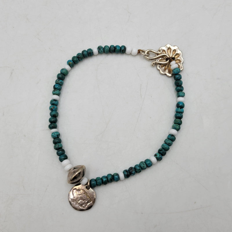 【中古品】【メンズ/レディース】 Pherrow's フェローズ × PEACE ピース TURQUOISE BRACELET ターコイズ ブレスレット アクセサリー 192-260909-as-07-izu カラー：ターコイズ×ホワイト 万代Net店