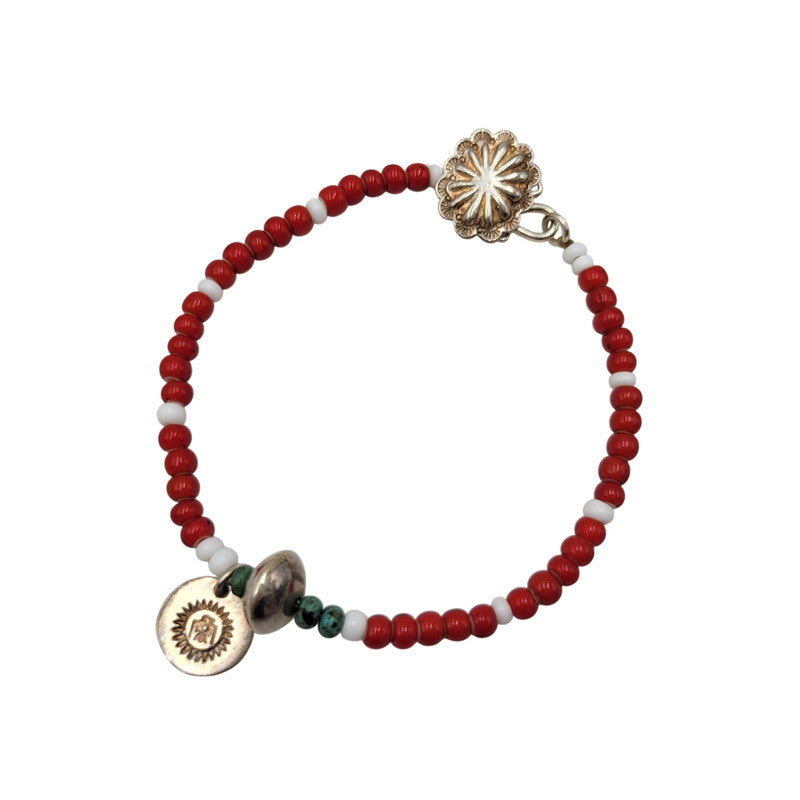 【中古品】【メンズ/レディース】 Pherrow's フェローズ × PEACE ピース BRACELET ブレスレット アクセサリー 192-260909-as-08-izu カラー：レッド×ホワイト 万代Net店