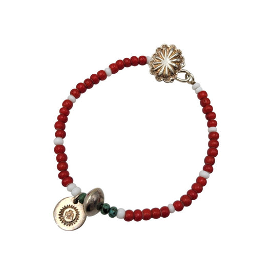 【中古品】【メンズ/レディース】 Pherrow's フェローズ × PEACE ピース BRACELET ブレスレット アクセサリー 192-260909-as-08-izu カラー：レッド×ホワイト 万代Net店