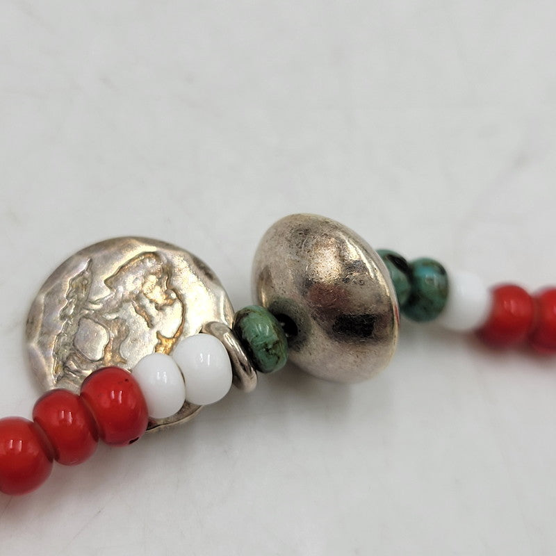 【中古品】【メンズ/レディース】 Pherrow's フェローズ × PEACE ピース BRACELET ブレスレット アクセサリー 192-260909-as-08-izu カラー：レッド×ホワイト 万代Net店