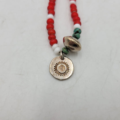 【中古品】【メンズ/レディース】 Pherrow's フェローズ × PEACE ピース BRACELET ブレスレット アクセサリー 192-260909-as-08-izu カラー：レッド×ホワイト 万代Net店