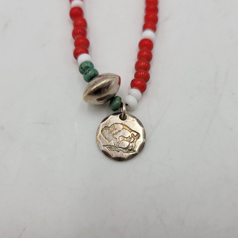 【中古品】【メンズ/レディース】 Pherrow's フェローズ × PEACE ピース BRACELET ブレスレット アクセサリー 192-260909-as-08-izu カラー：レッド×ホワイト 万代Net店