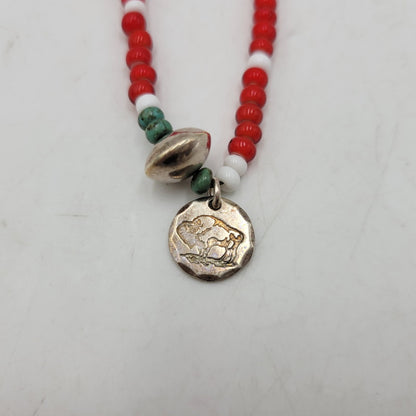 【中古品】【メンズ/レディース】 Pherrow's フェローズ × PEACE ピース BRACELET ブレスレット アクセサリー 192-260909-as-08-izu カラー：レッド×ホワイト 万代Net店