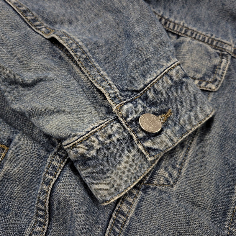 【中古品】【メンズ】 ARMANI JEANS アルマーニ・ジーンズ 90S DENIM SHIRT JACKET デニム シャツ ジャケット トップス 長袖 146-260918-ya-27-izu サイズ：USA36 カラー：インディゴ 万代Net店