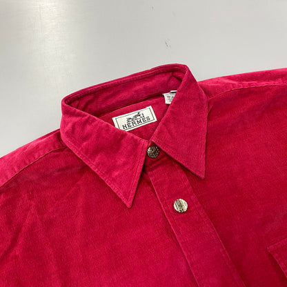 【中古品】【メンズ】 OLD HERMES オールド エルメス CORDUROY LS SHIRT コーデュロイ ロングスリーブ シャツ トップス 長袖 141-260907-cs-09-izu サイズ：41/16 カラー：レッド系 万代Net店