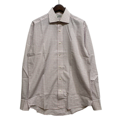 【中古品】【メンズ】 OLD HERMES オールド エルメス 90S CHECK DRESS LS SHIRT チェック ドレス ロングスリーブ シャツ トップス 長袖 141-260907-cs-07-izu サイズ：40-15 3/4 カラー：ピンク系 万代Net店