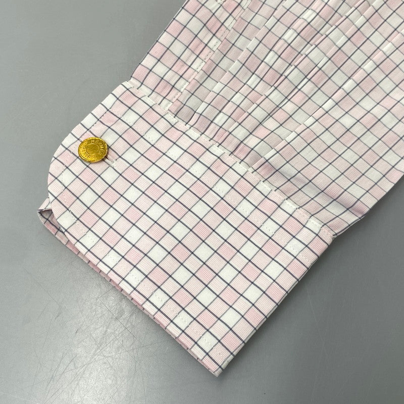 【中古品】【メンズ】 OLD HERMES オールド エルメス 90S CHECK DRESS LS SHIRT チェック ドレス ロングスリーブ シャツ トップス 長袖 141-260907-cs-07-izu サイズ：40-15 3/4 カラー：ピンク系 万代Net店