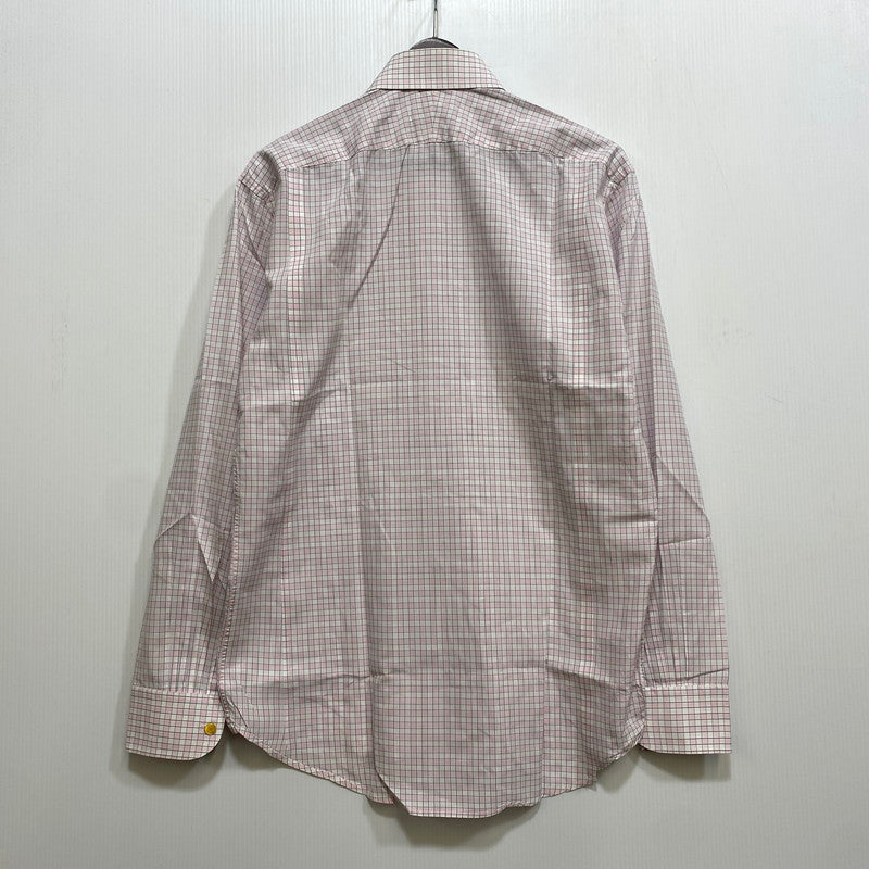 【中古品】【メンズ】 OLD HERMES オールド エルメス 90S CHECK DRESS LS SHIRT チェック ドレス ロングスリーブ シャツ トップス 長袖 141-260907-cs-07-izu サイズ：40-15 3/4 カラー：ピンク系 万代Net店