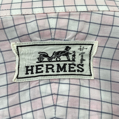 【中古品】【メンズ】 OLD HERMES オールド エルメス 90S CHECK DRESS LS SHIRT チェック ドレス ロングスリーブ シャツ トップス 長袖 141-260907-cs-07-izu サイズ：40-15 3/4 カラー：ピンク系 万代Net店