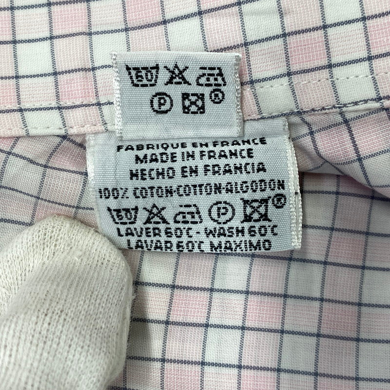 【中古品】【メンズ】 OLD HERMES オールド エルメス 90S CHECK DRESS LS SHIRT チェック ドレス ロングスリーブ シャツ トップス 長袖 141-260907-cs-07-izu サイズ：40-15 3/4 カラー：ピンク系 万代Net店