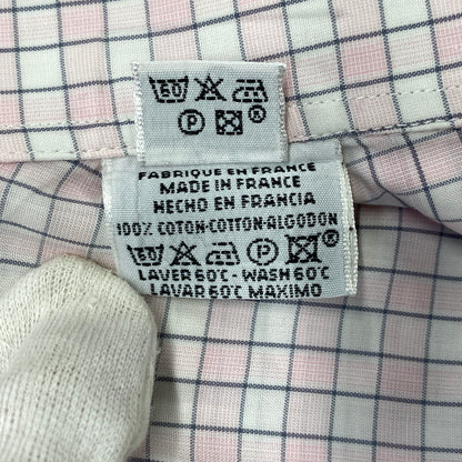 【中古品】【メンズ】 OLD HERMES オールド エルメス 90S CHECK DRESS LS SHIRT チェック ドレス ロングスリーブ シャツ トップス 長袖 141-260907-cs-07-izu サイズ：40-15 3/4 カラー：ピンク系 万代Net店