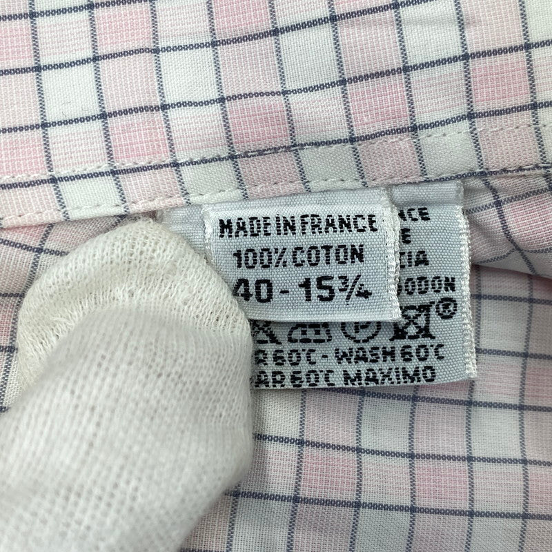 【中古品】【メンズ】 OLD HERMES オールド エルメス 90S CHECK DRESS LS SHIRT チェック ドレス ロングスリーブ シャツ トップス 長袖 141-260907-cs-07-izu サイズ：40-15 3/4 カラー：ピンク系 万代Net店