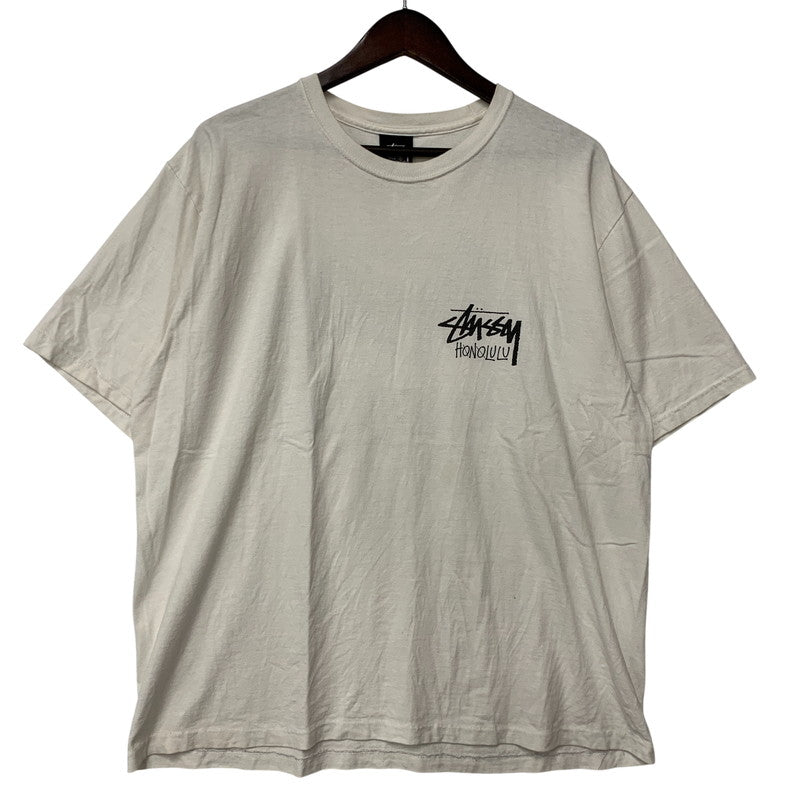【中古品】【メンズ】 STUSSY ステューシー STOCK HONOLULU TEE ストック ホノルル Tシャツ トップス 半袖 142-260918-ya-07-izu サイズ：L カラー：ホワイト 万代Net店
