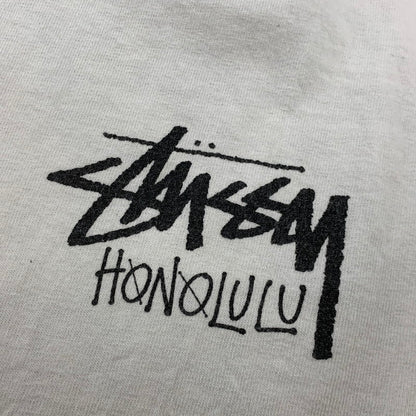 【中古品】【メンズ】 STUSSY ステューシー STOCK HONOLULU TEE ストック ホノルル Tシャツ トップス 半袖 142-260918-ya-07-izu サイズ：L カラー：ホワイト 万代Net店