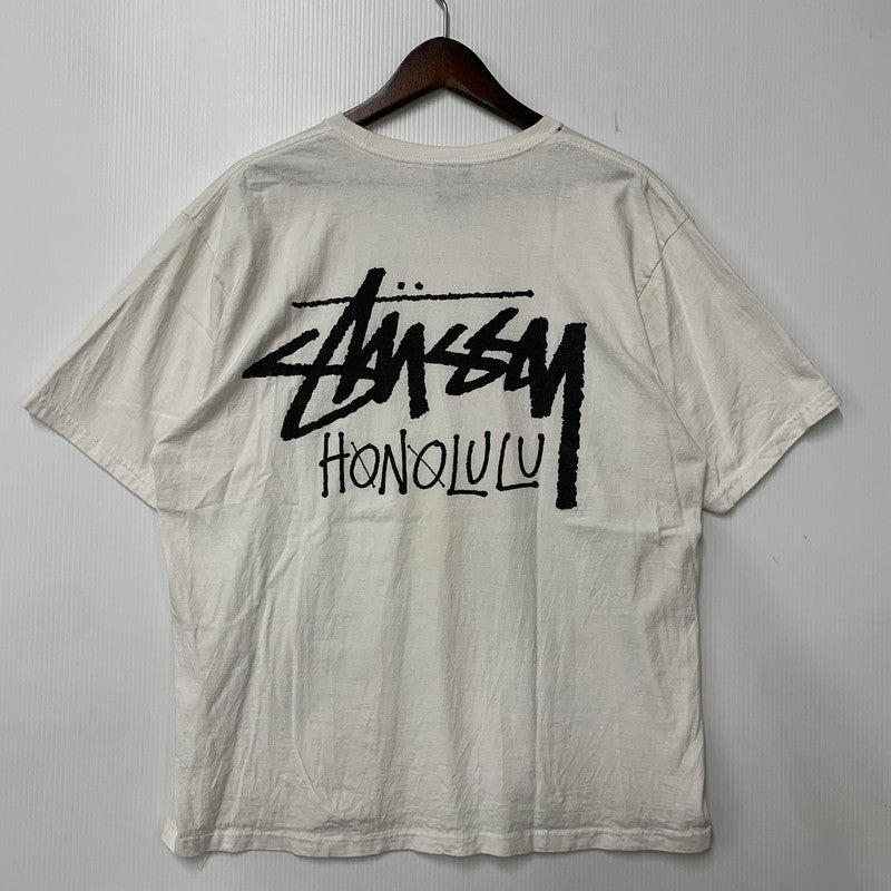 【中古品】【メンズ】 STUSSY ステューシー STOCK HONOLULU TEE ストック ホノルル Tシャツ トップス 半袖 142-260918-ya-07-izu サイズ：L カラー：ホワイト 万代Net店