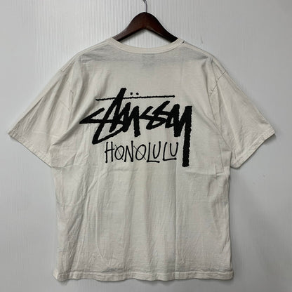 【中古品】【メンズ】 STUSSY ステューシー STOCK HONOLULU TEE ストック ホノルル Tシャツ トップス 半袖 142-260918-ya-07-izu サイズ：L カラー：ホワイト 万代Net店