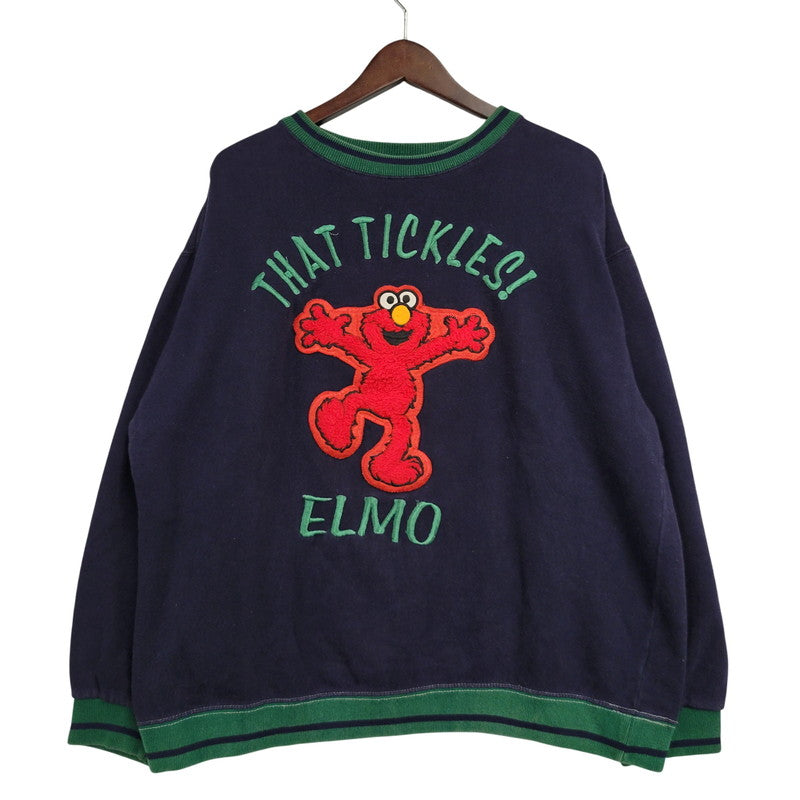 【中古品】 SESAME STREET セサミ ストリート ELMO CREWNECK SWEATSHIRT エルモ クルーネック スウェットシャツ トップス 長袖 146-260918-ya-28-izu サイズ：XL カラー：ネイビー 万代Net店
