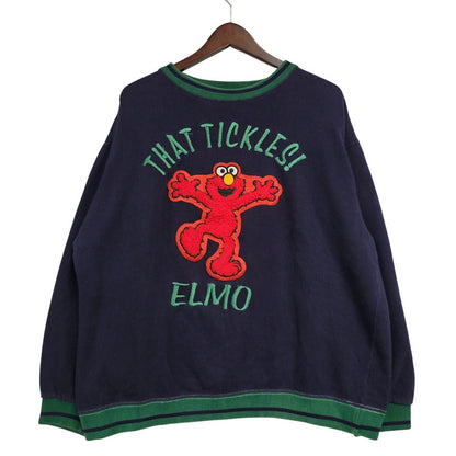 【中古品】 SESAME STREET セサミ ストリート ELMO CREWNECK SWEATSHIRT エルモ クルーネック スウェットシャツ トップス 長袖 146-260918-ya-28-izu サイズ：XL カラー：ネイビー 万代Net店