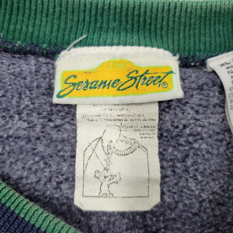 【中古品】 SESAME STREET セサミ ストリート ELMO CREWNECK SWEATSHIRT エルモ クルーネック スウェットシャツ トップス 長袖 146-260918-ya-28-izu サイズ：XL カラー：ネイビー 万代Net店