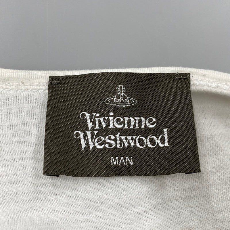 【中古品】【メンズ】 VIVIENNE WESTWOOD MAN ヴィヴィアン・ウエストウッド マン VW-LP-79424 MAN LONDON HEART PRINT S S TEE マン ロンドン ハート プリント ショートスリープ Tシャツ トップス 半袖 141-260919-ya-10-izu サイズ：F カラー：ホワイト 万代Net店