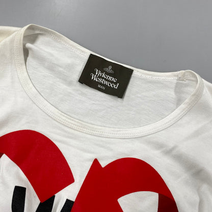 【中古品】【メンズ】 VIVIENNE WESTWOOD MAN ヴィヴィアン・ウエストウッド マン VW-LP-79424 MAN LONDON HEART PRINT S S TEE マン ロンドン ハート プリント ショートスリープ Tシャツ トップス 半袖 141-260919-ya-10-izu サイズ：F カラー：ホワイト 万代Net店