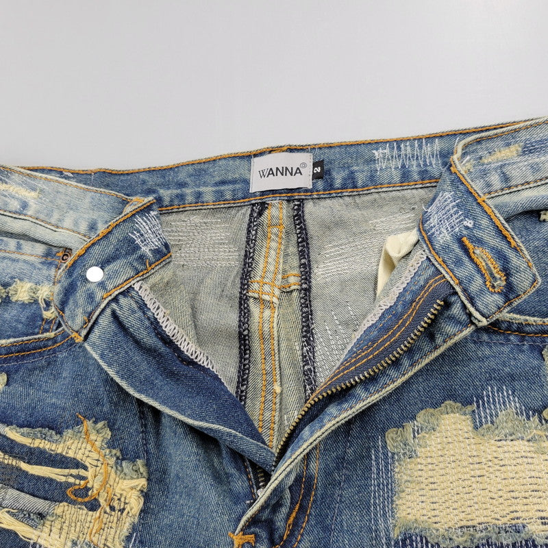 【中古品】【メンズ】 WANNA ワナ L.F.S.E 55 DISTRESSED JEANS ディストレスド ジーンズ ボトムス 153-260908-yn-03-izu サイズ：2 カラー：インディゴ 万代Net店