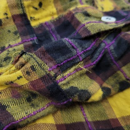 【現状渡し品】【メンズ】 PALM ANGELS パームエンジェルス FLANNEL CURVED LOGO OVERSHIRT PMGA079F20FAB001 フランネル ロゴ オーバーシャツ チェック 長袖 142-260909-as-20-izu サイズ：48 カラー：イエロー系 万代Net店