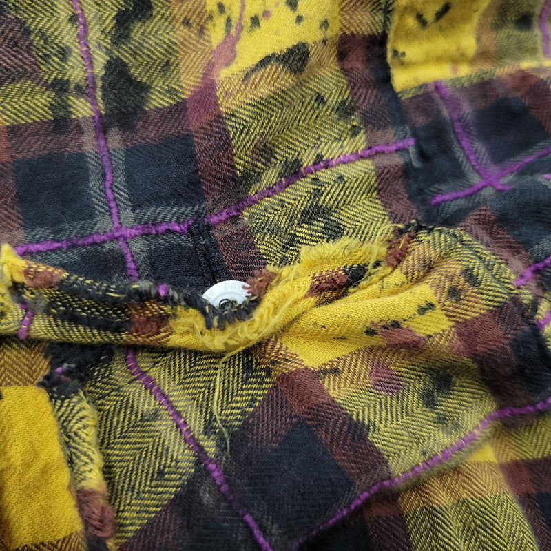 【現状渡し品】【メンズ】 PALM ANGELS パームエンジェルス FLANNEL CURVED LOGO OVERSHIRT PMGA079F20FAB001 フランネル ロゴ オーバーシャツ チェック 長袖 142-260909-as-20-izu サイズ：48 カラー：イエロー系 万代Net店