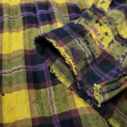 【現状渡し品】【メンズ】 PALM ANGELS パームエンジェルス FLANNEL CURVED LOGO OVERSHIRT PMGA079F20FAB001 フランネル ロゴ オーバーシャツ チェック 長袖 142-260909-as-20-izu サイズ：48 カラー：イエロー系 万代Net店