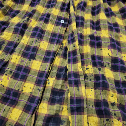 【現状渡し品】【メンズ】 PALM ANGELS パームエンジェルス FLANNEL CURVED LOGO OVERSHIRT PMGA079F20FAB001 フランネル ロゴ オーバーシャツ チェック 長袖 142-260909-as-20-izu サイズ：48 カラー：イエロー系 万代Net店