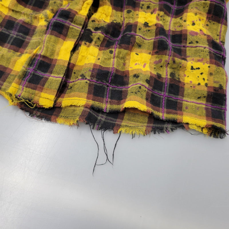【現状渡し品】【メンズ】 PALM ANGELS パームエンジェルス FLANNEL CURVED LOGO OVERSHIRT PMGA079F20FAB001 フランネル ロゴ オーバーシャツ チェック 長袖 142-260909-as-20-izu サイズ：48 カラー：イエロー系 万代Net店