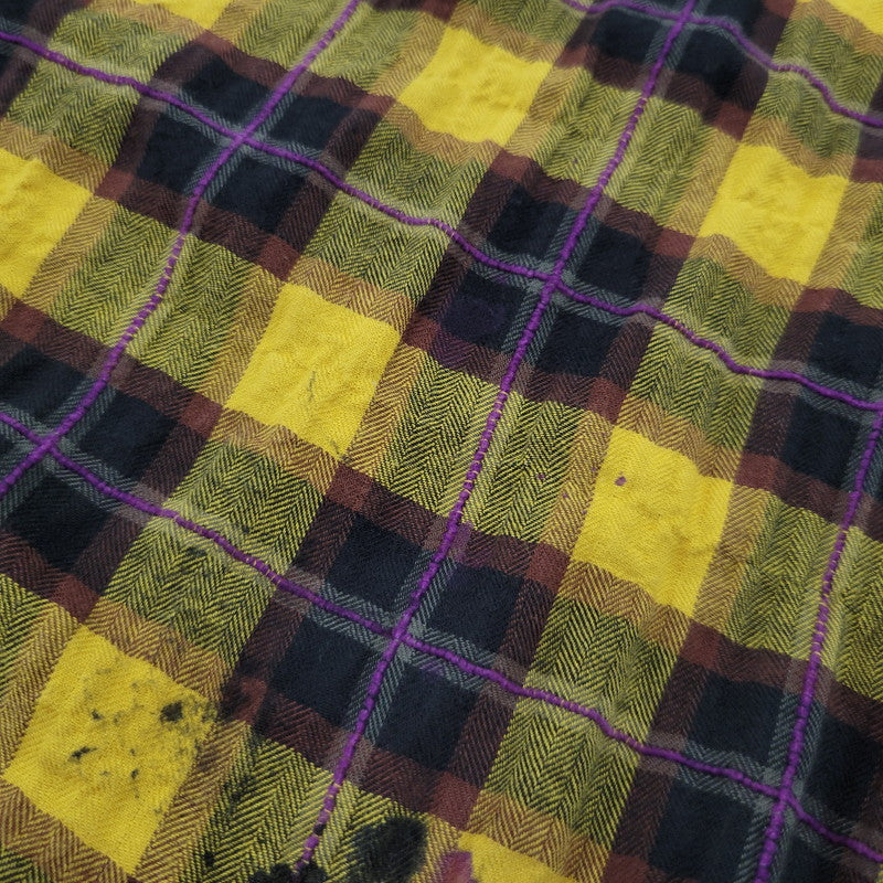 【現状渡し品】【メンズ】 PALM ANGELS パームエンジェルス FLANNEL CURVED LOGO OVERSHIRT PMGA079F20FAB001 フランネル ロゴ オーバーシャツ チェック 長袖 142-260909-as-20-izu サイズ：48 カラー：イエロー系 万代Net店