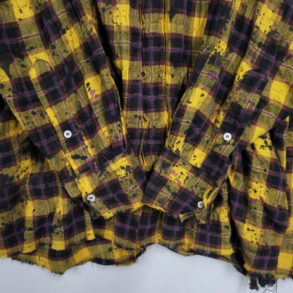 【現状渡し品】【メンズ】 PALM ANGELS パームエンジェルス FLANNEL CURVED LOGO OVERSHIRT PMGA079F20FAB001 フランネル ロゴ オーバーシャツ チェック 長袖 142-260909-as-20-izu サイズ：48 カラー：イエロー系 万代Net店