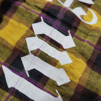 【現状渡し品】【メンズ】 PALM ANGELS パームエンジェルス FLANNEL CURVED LOGO OVERSHIRT PMGA079F20FAB001 フランネル ロゴ オーバーシャツ チェック 長袖 142-260909-as-20-izu サイズ：48 カラー：イエロー系 万代Net店