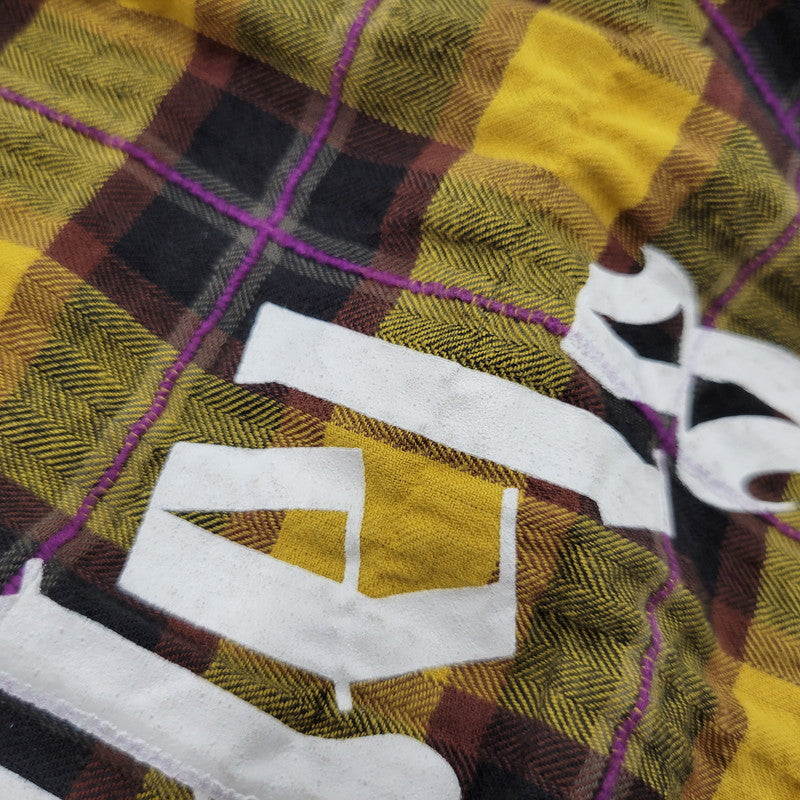 【現状渡し品】【メンズ】 PALM ANGELS パームエンジェルス FLANNEL CURVED LOGO OVERSHIRT PMGA079F20FAB001 フランネル ロゴ オーバーシャツ チェック 長袖 142-260909-as-20-izu サイズ：48 カラー：イエロー系 万代Net店