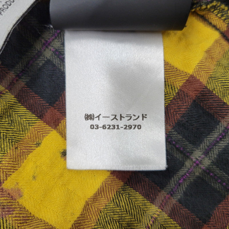 【現状渡し品】【メンズ】 PALM ANGELS パームエンジェルス FLANNEL CURVED LOGO OVERSHIRT PMGA079F20FAB001 フランネル ロゴ オーバーシャツ チェック 長袖 142-260909-as-20-izu サイズ：48 カラー：イエロー系 万代Net店