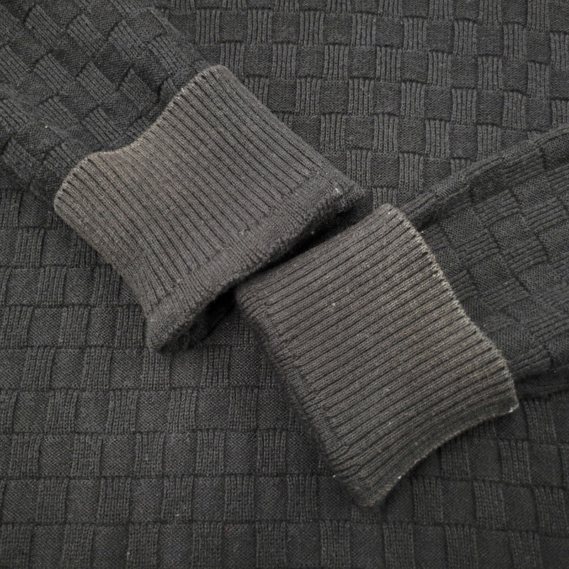 【中古品】【メンズ】 LOUIS VUITTON ルイ・ヴィトン DAMIER CREW NECK SWEATER HBN45WF99 ダミエ クルーネックセーター 長袖 141-260909-as-14-izu サイズ：XS カラー：ブラック 万代Net店